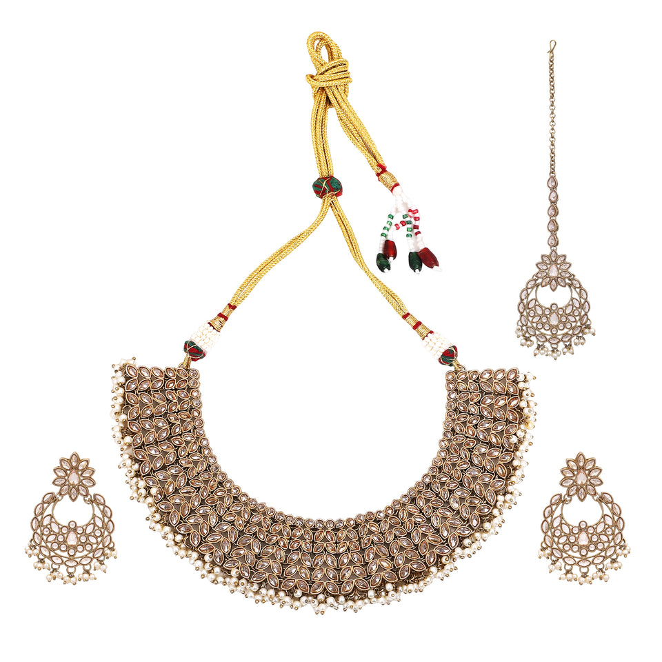 Bridal Kundan Choker Jewellery Set with Earring
