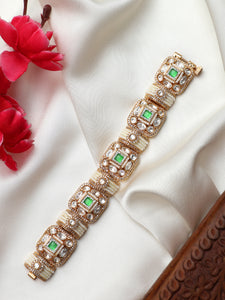 Green Stone Kundan chain bracelet