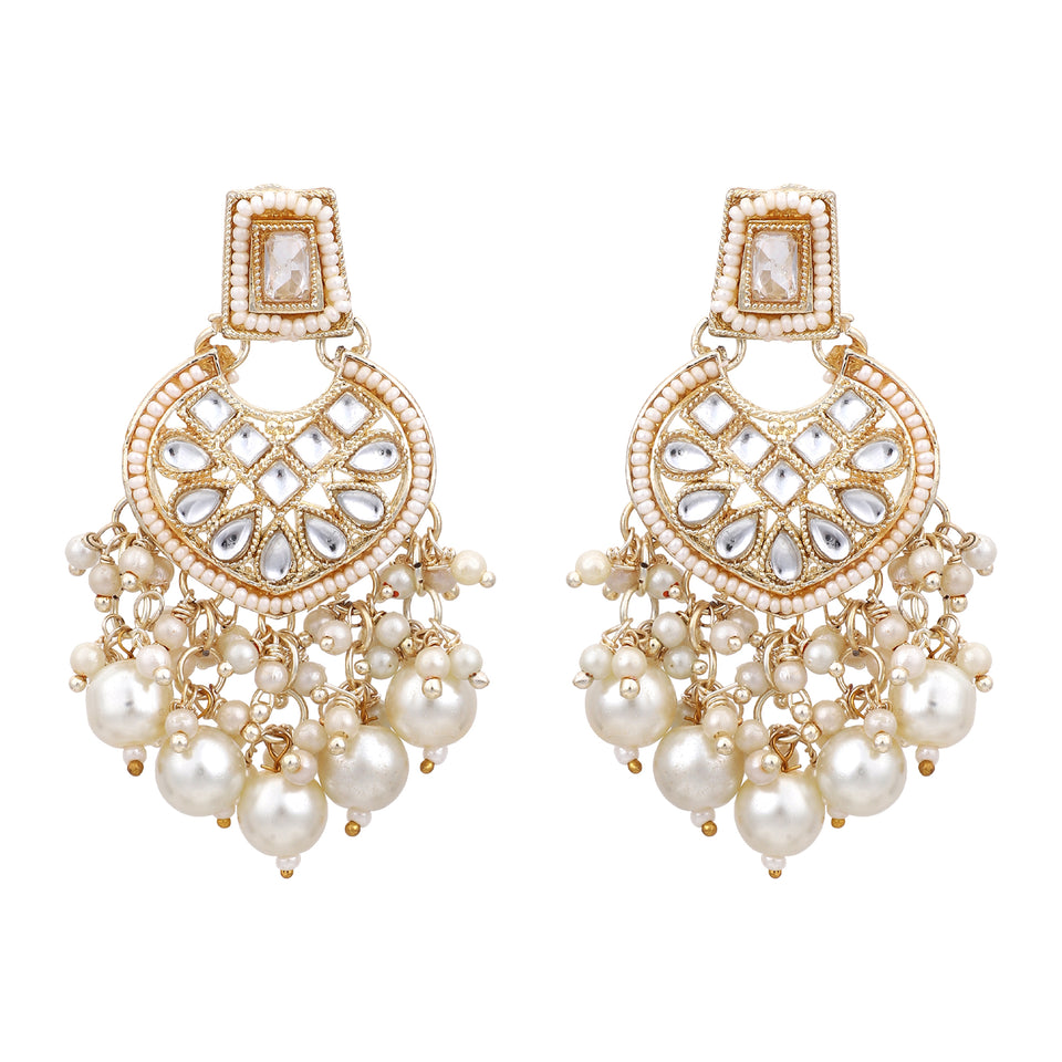 Kundan Pearl and bead Jewellery Set with Earring by Leshya