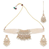 Kundan Pearl and bead Jewellery Set with Earring by Leshya