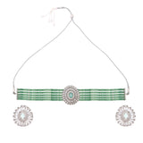 Silver Stone and bead Jewelery Set with Earring by Leshya