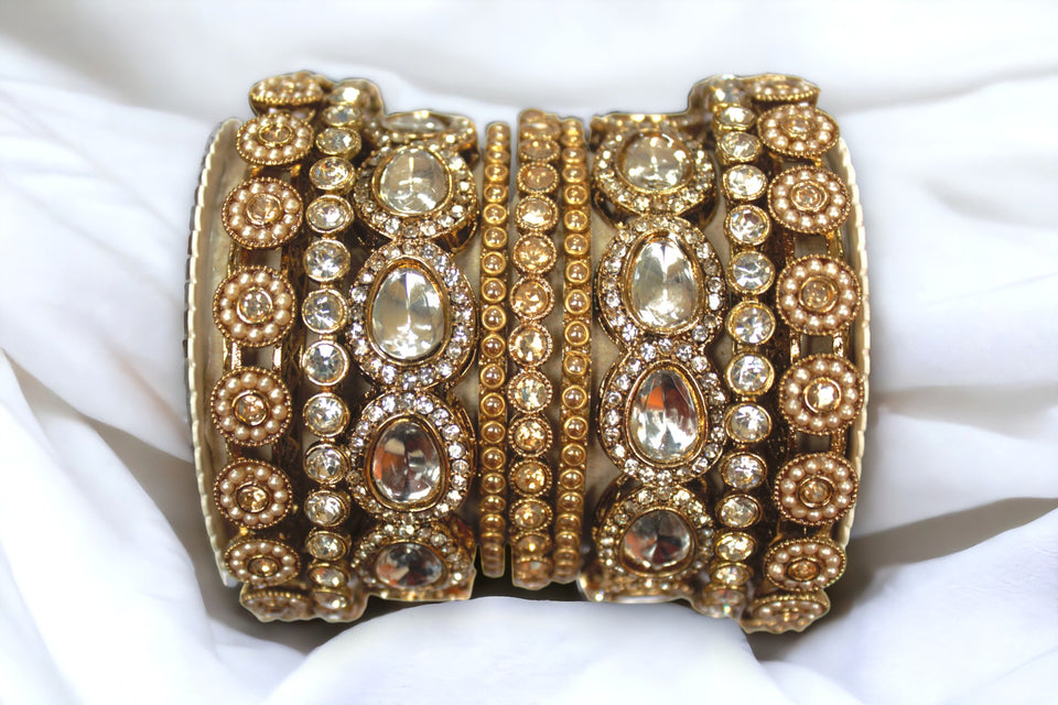 Traditional Kundan Kada set for two hands by Leshya