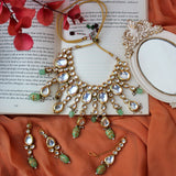 Kundan Necklace Set with Maang Tikka and Earrings