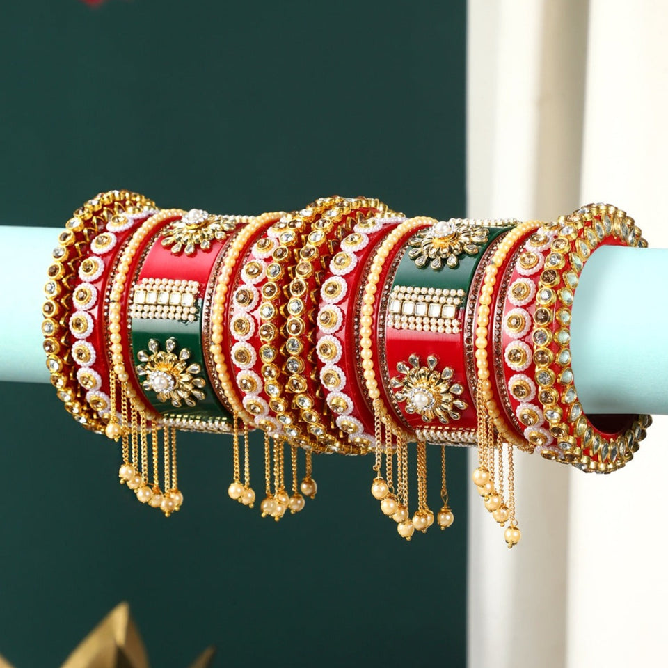 Traditional Rajasthani Bridal Chura by Leshya with Latkan