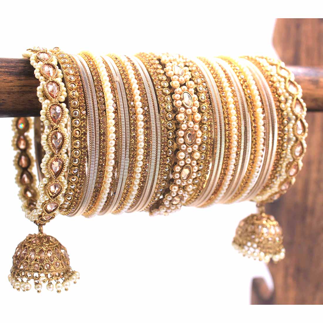 Rich Texture bangle set with Jhumki Borders by Leshya for One Hand