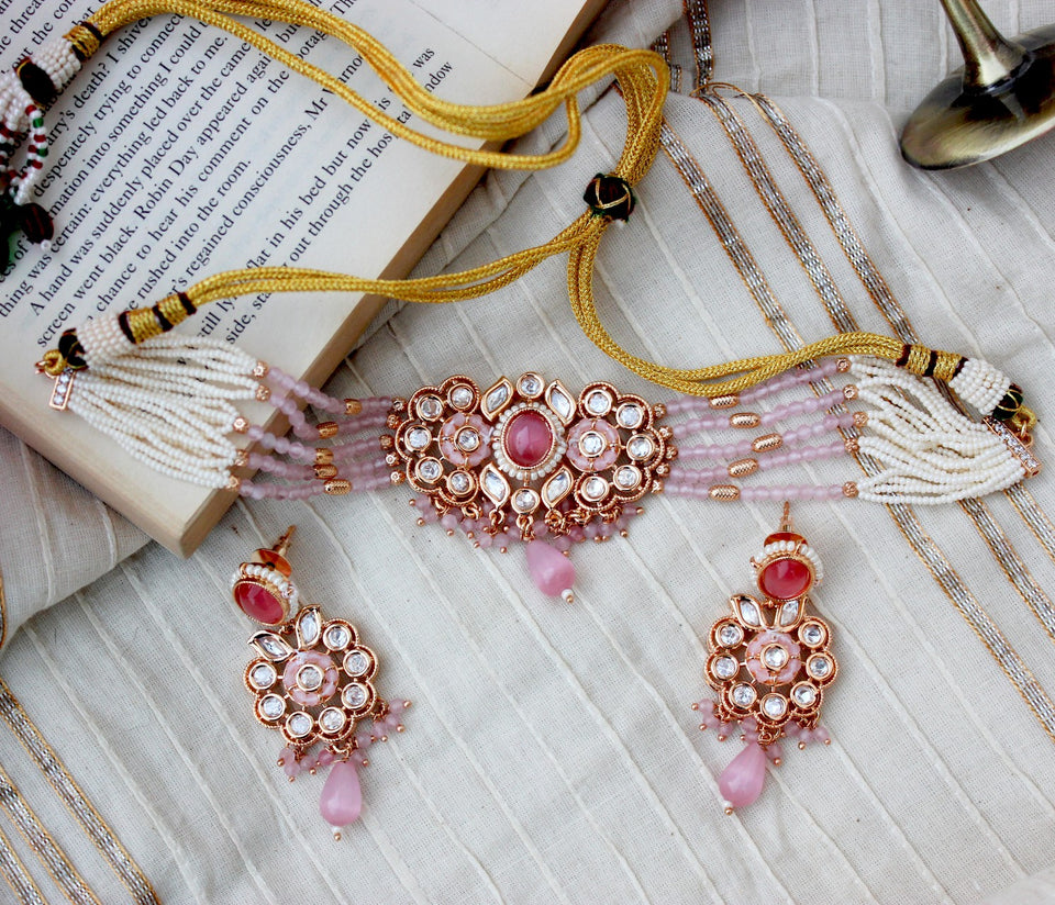 Bridal Kundan Choker Jewellery Set with Earring