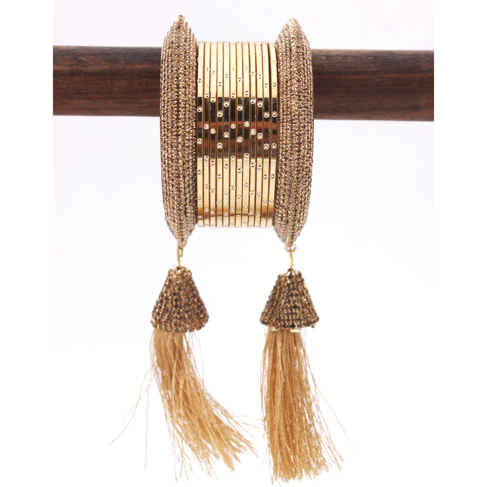 Golden tassel Latkans with Shining Metal Bangles by Leshya