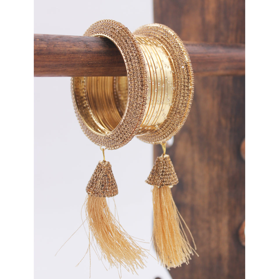 Golden tassel Latkans with Shining Metal Bangles by Leshya