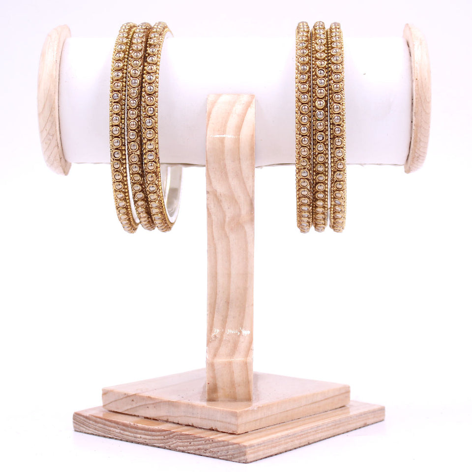 Brass Based Bangles with Golden Zari and Bead work by Leshya