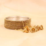 Brass Based Bangles with Golden Jhumki by Leshya