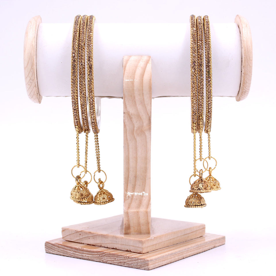 Brass Based Bangles with Golden Jhumki by Leshya