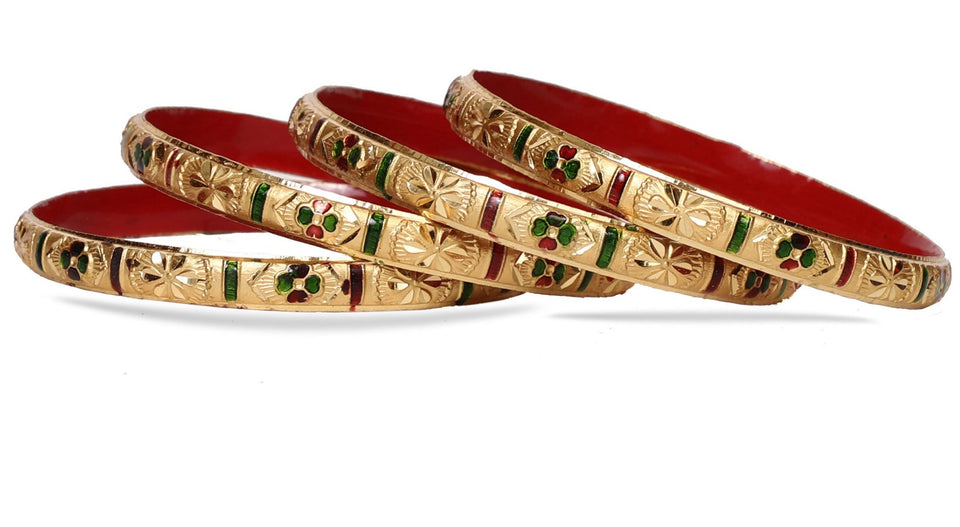 Guarantee Gold Dyed Bracelets With Multi-Color Floral Design
