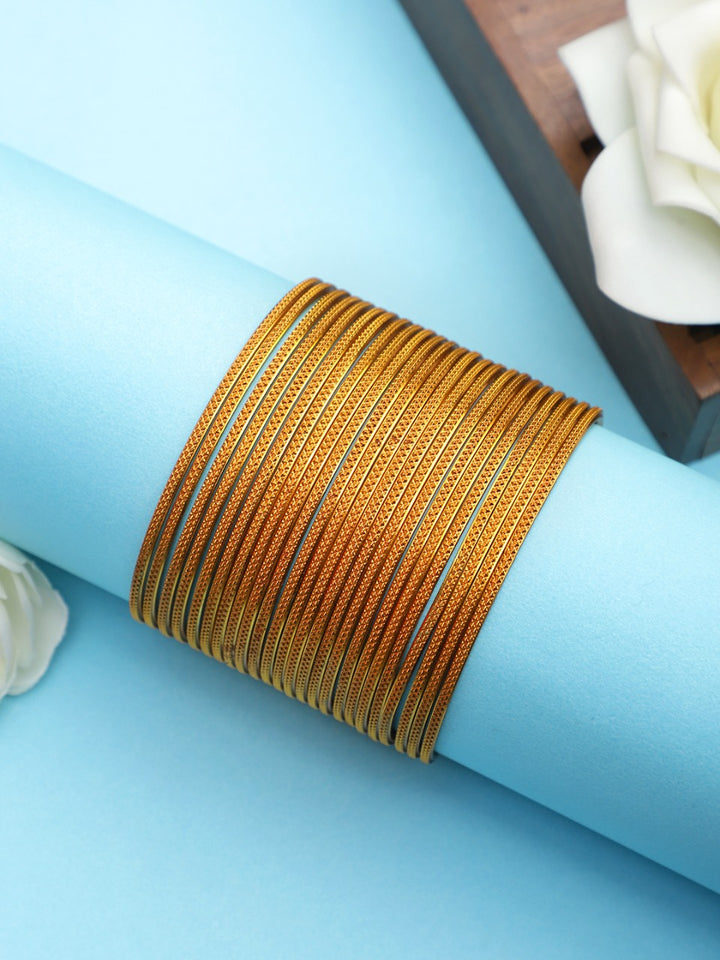 Set of 24 matte bangles with etching design by Leshya