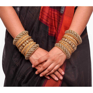 Set of 2 Traditional Colored Silk Thread Bangle Set