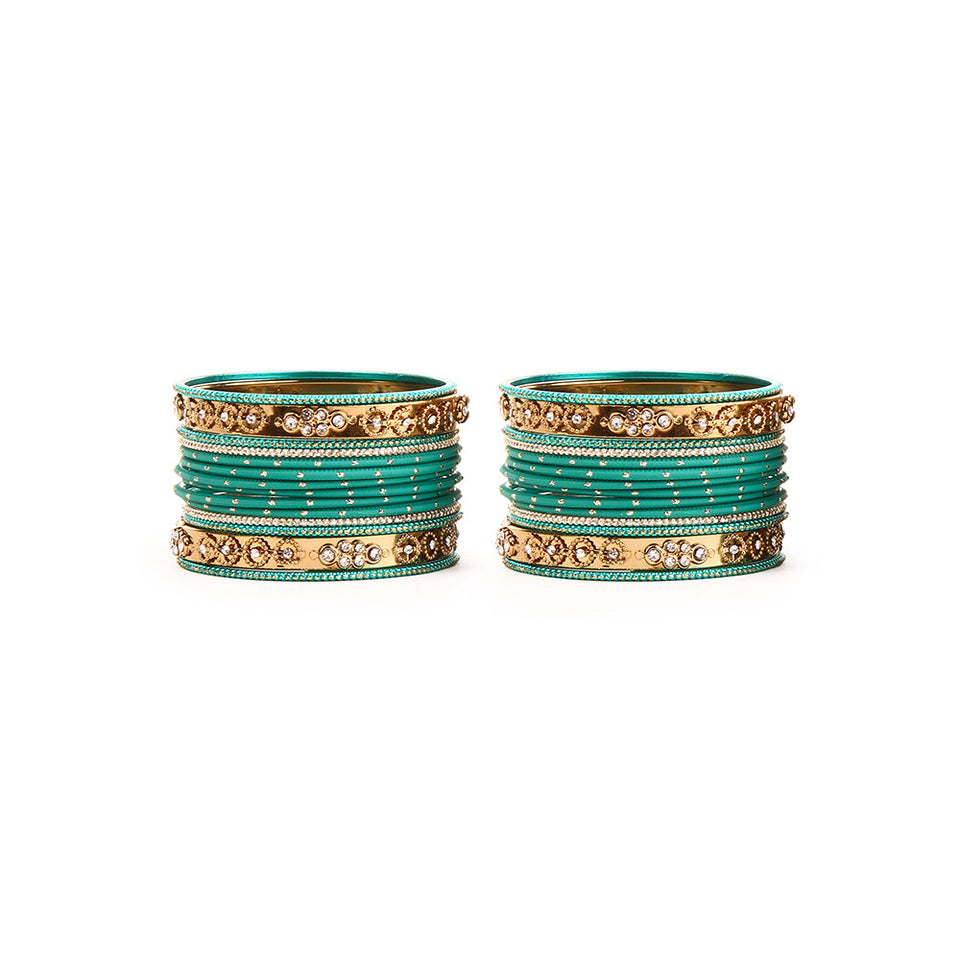 Traditional Bangle Set With Golden Dotted Bangles