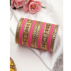 Colored Daily Wear Bangle Set With Flower Jaali Work