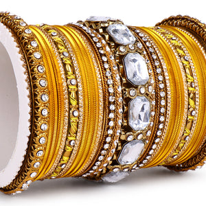 Set of 2 Beautiful Colored Bangle Set With Big Kundan Stone