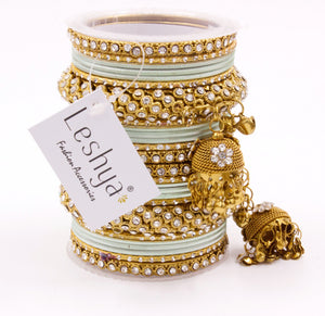 Traditional Shining Jhumki Bangle Set For Two Hands