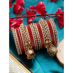 Traditional Shining Jhumki Bangle Set For Two Hands