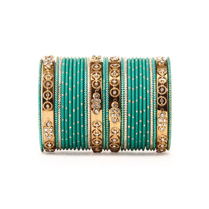 Traditional Bangle Set With Golden Dotted Bangles