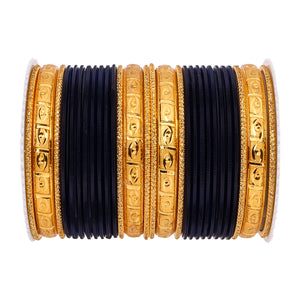 Bangle Set with Golden Etching Kada by Leshya