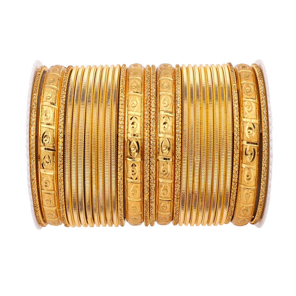 Bangle Set with Golden Etching Kada by Leshya