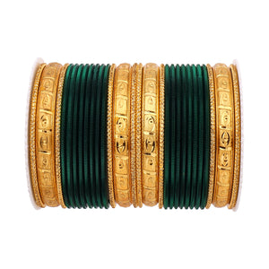 Bangle Set with Golden Etching Kada by Leshya