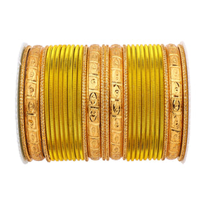 Bangle Set with Golden Etching Kada by Leshya