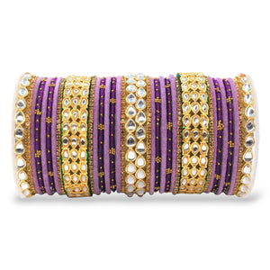 Rich Texture bangle set with Silk thread Bangles and Kundan Kada by Leshya