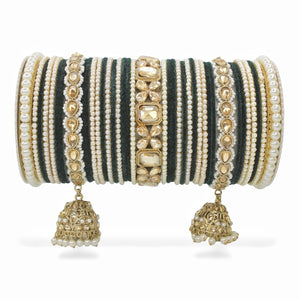 Jhumki Bangle set with Pearl Kadas for two hands by Leshya