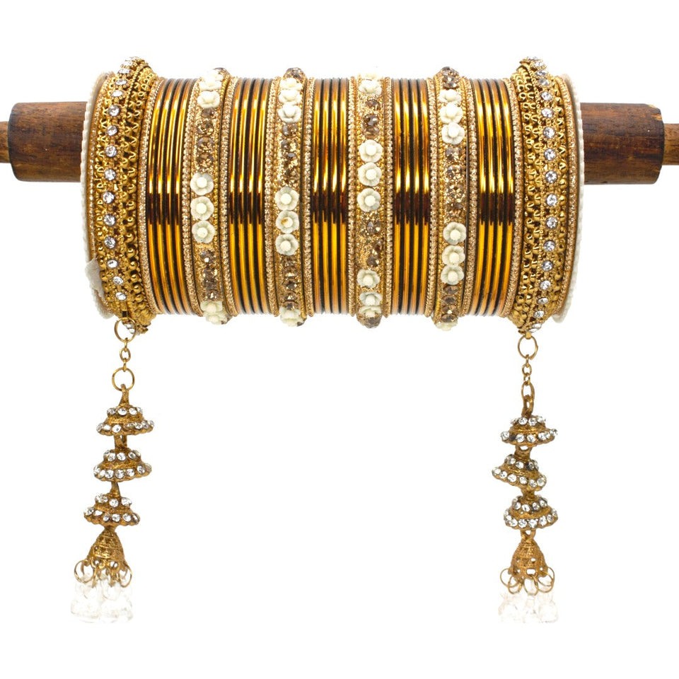 Azure Lux Rose Gold Latkan Bangles Set of 4 - Nikhar Jewellery