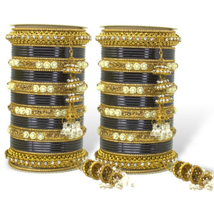 Antique Jhumki Latkan Bangle set for two hands by Leshya