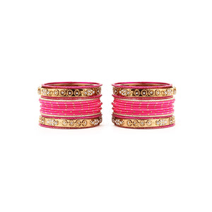 Traditional Bangle Set With Golden Dotted Bangles