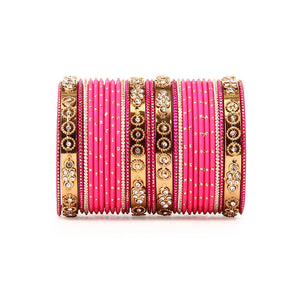 Traditional Bangle Set With Golden Dotted Bangles