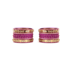 Traditional Bangle Set With Golden Dotted Bangles