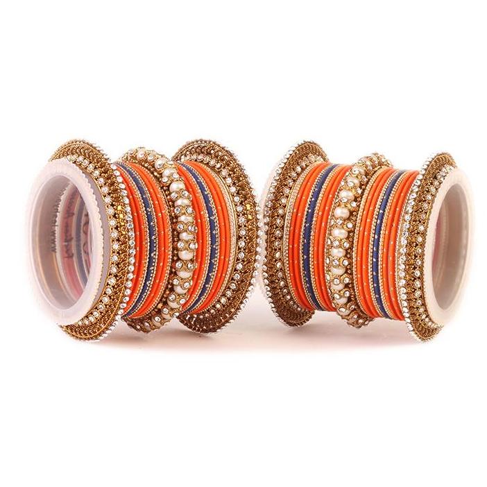 Set of Traditional Multi-Colored Pearl Chakri Bangle Set