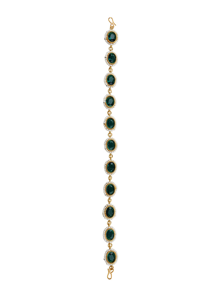 Green Kundan Maatha Patti for Women by Leshya