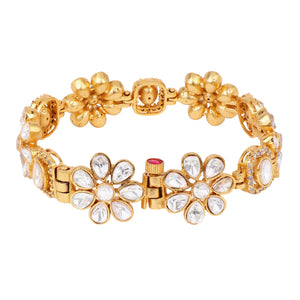 Flower shape Kundan stone chain bracelet