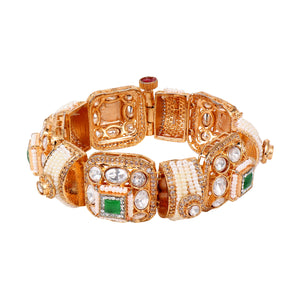 Green Stone Kundan chain bracelet