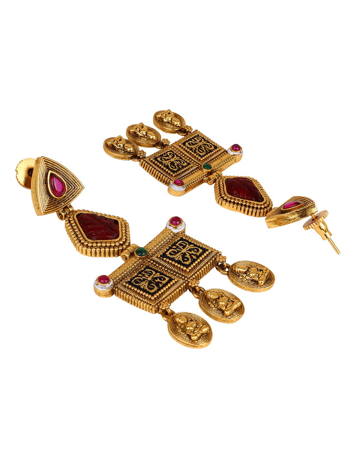 Temple Jewellery Earring with Goddess Symbol Drops by Leshya