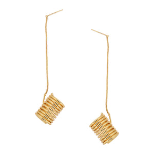 Matte Gold Finish Long drop wire design Earrings