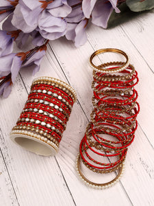 Bangle Set with Drop Mirror Kada and Pearl by Leshya (Karva)
