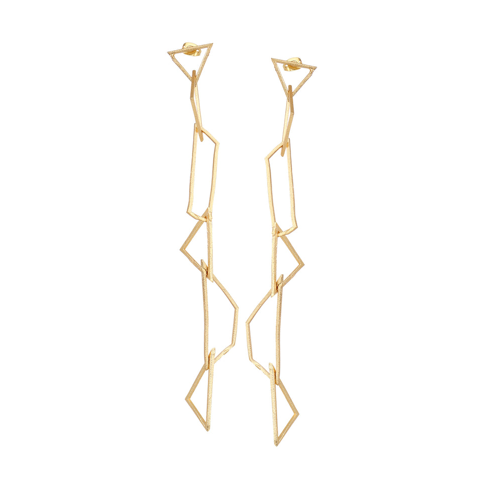 Pretty Long Matte Gold Finish Earrings for partywear