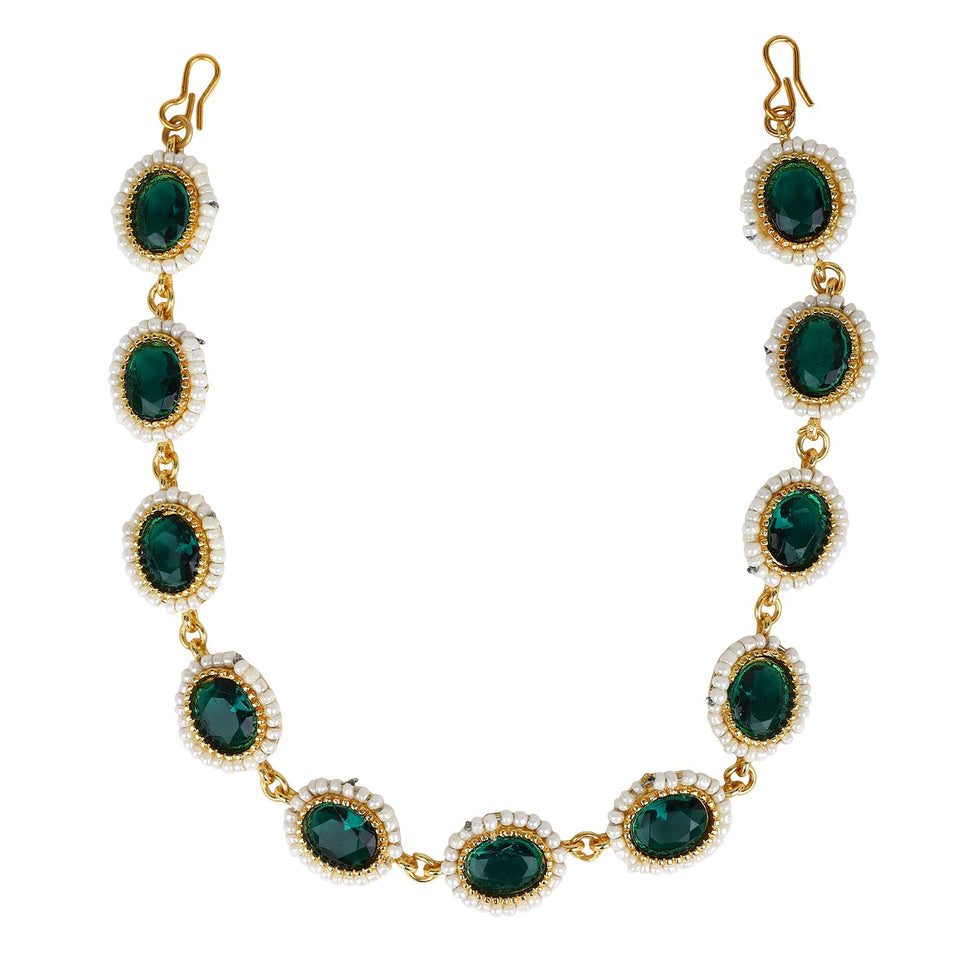 Green Kundan Maatha Patti for Women by Leshya