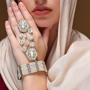 Bridal Hand Harness with Kundan Stones by Leshya
