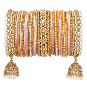 Rich Texture bangle set with Jhumki Borders by Leshya for One Hand