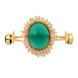 Green Stone Gajra Bracelet with Matte Golden Finish