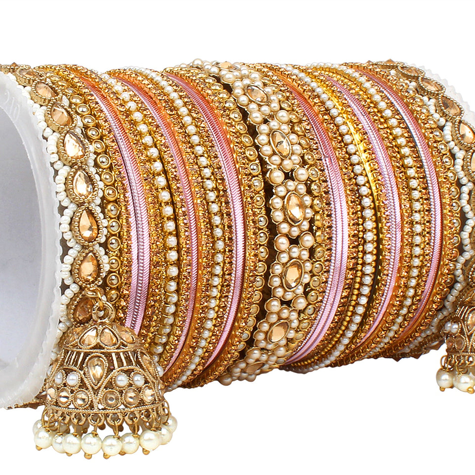 Set of 2 Rich Texture bangle set with Jhumki Borders by Leshya Plus size