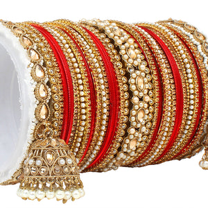 Set of 2 Rich Texture bangle set with Jhumki Borders by Leshya