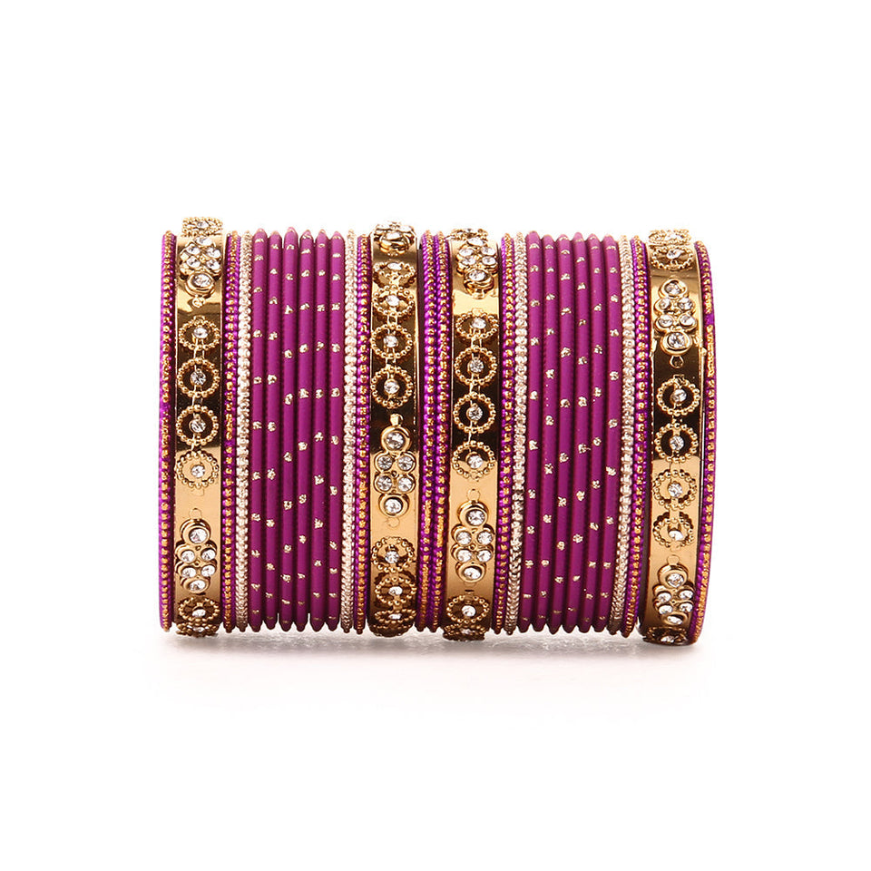 Traditional Bangle Set With Golden Dotted Bangles